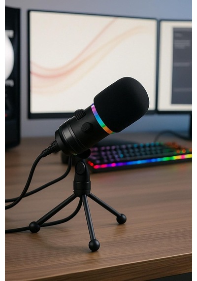 Rgb Profesyonel Stüdyo Mikrofon Kayıt Usb/xlr Çift Modlu Podcast Dinamik Mikrofon Masaüstü Canlı Yayın Mikrofonu