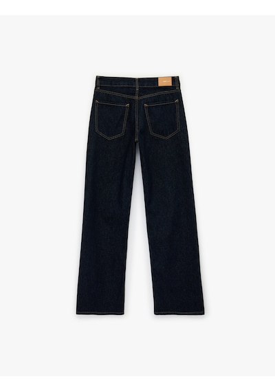Koton Normal Bel Cepli Düğmeli Düz Paça Pamuklu Denim Pantolon - Straight Fit Jean Koyu İndigo 6sal40095md İndigo Koton Normal Bel Cepli Düğmeli Düz Paça Pamuklu Denim Pantolon - Straight Fit Jean Koyu İndigo 6sal40095md İndigo