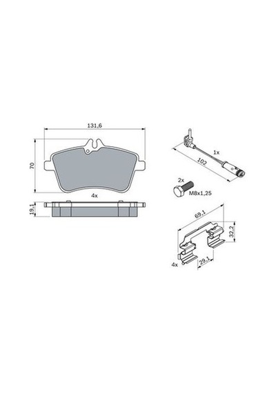 Mercedes B Serisi 245 B200 2.0 2005-2011 Bosch Ön Balata 23881