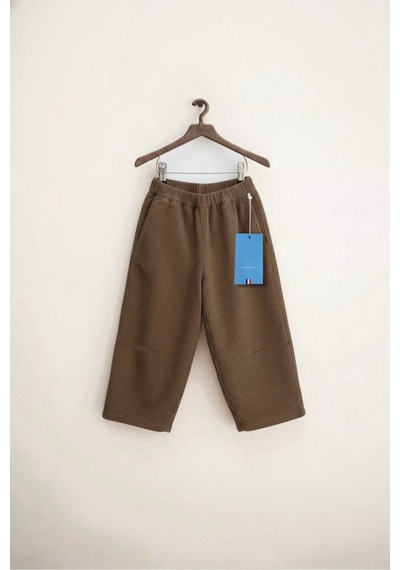 Magu Unisex Çocuk Kadife Kahverengi Fitilli Jogger Pantolon Lastik Belli, Rahat Kesim