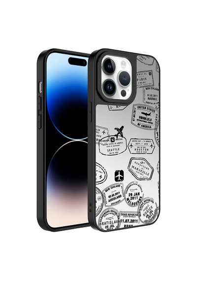 Apple iPhone Uyumlu 14 Pro Kılıf Aynalı Desenli Kamera Korumalı Parlak Zore Mirror Kapak - Fragile