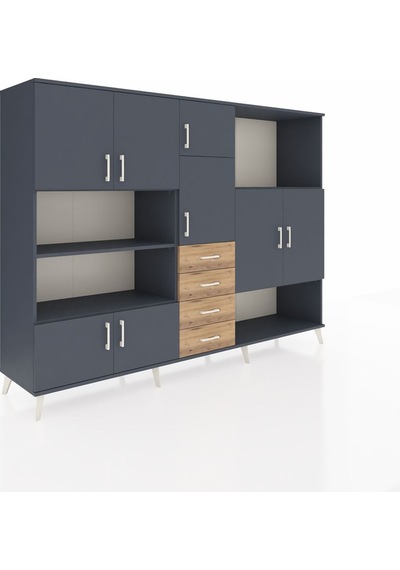Hyperion Dolap 10 Raflı 4 Çekmeceli 8 Kapaklı 220x44x163 Antrasit Antrasit-antrasit/çam Hyperion Dolap 10 Raflı 4 Çekmeceli 8 Kapaklı 220x44x163 Antrasit Antrasit-antrasit/çam