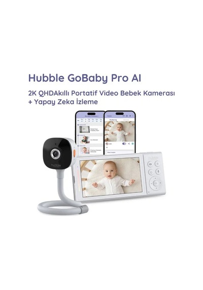 Hubble Gobaby Pro Ai Wifi Connect 5'' Dijital Ekranlı Kamera Beyaz