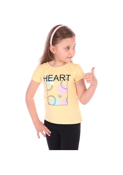 Toontoy Kids Toontoy Kız Bebek Heart Baskılı Tişört Sarı