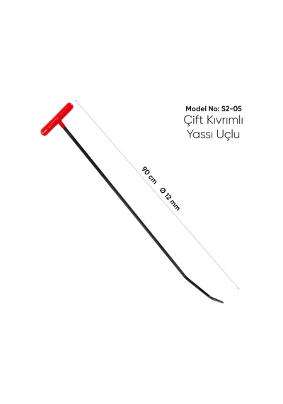 90 Cm 12 Mm Çap Çift Kıvrımlı Yassı Uç Boyasız Göçük Düzeltme Çubuğu - S2-05, Pdr Çubuk