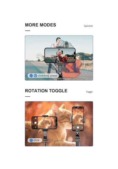 Gimbal Stabilizer Selfie Stick Tripod 2'si 1 Arada Kablosuz Bluetooth Uzaktan Kumandalı, 700mm Ayarlanabilir Yükse