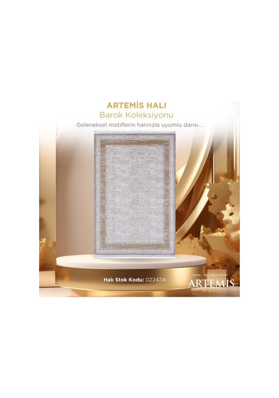 Artemis Halı Barok 02247a Antrasit Retro Motifli Halı Antrasıt