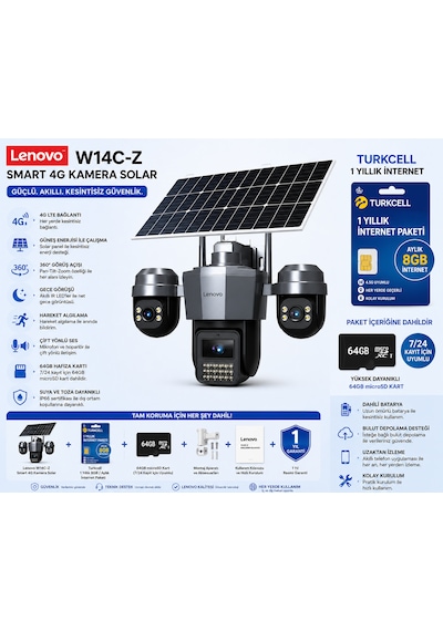 Lenovo W14c-z Smart 4g Kamera Solar 1yıllık İnternet+64gb Hafıza Kartı