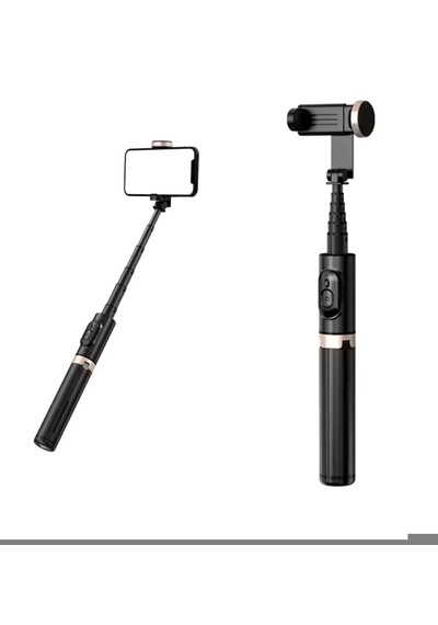 T17 Bluetooth Kumanda Özellikli Ayarlanabilir Uzunluk Stabil Selfi Çubuğu Mini Tripod 73 Cm 1 ADET