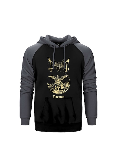 Mayhem Daemon King Gri Renk Reglan Kol Kapşonlu Sweatshirt Gri
