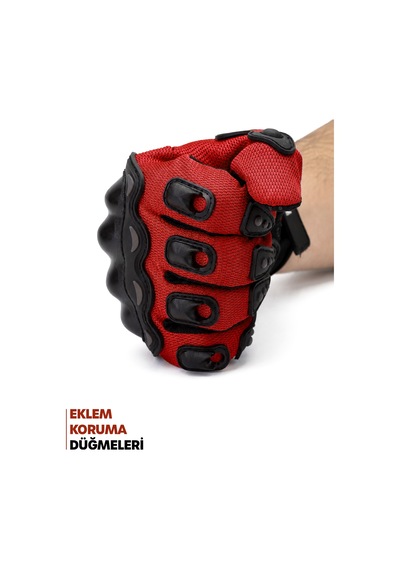 Alastor M Beden Korumalı Motosiklet Eldiveni Unisex Bisiklet Motorcu Eldiveni Kırmızı 113