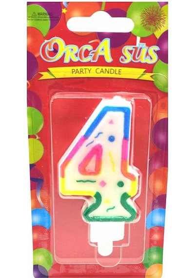 3 Adet Rakam Mum 4 Numara Çok Renkli