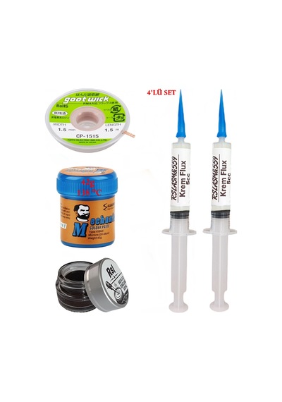 Krem Lehim Mchanc 138 C 42gr Havya Uç Temizleyici Flux Lehim Toplama Cp-1515 Lehim Emme Teli Seti04