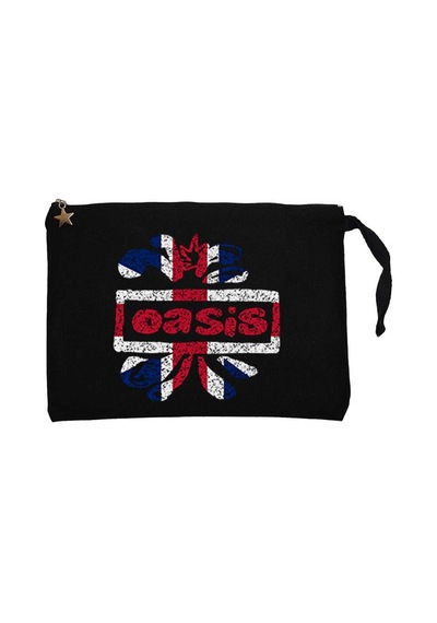 Oasis Logo Siyah Clutch Astarlı Cüzdan / El Çantası