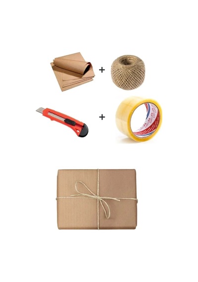 Çeyiz Kağıdı 10 Adet 70x100 Kraft Kağıdı + 1 Adet Jüt İp + 1 Adet Maket Bıçağı + 1 Adet Koli Bandı