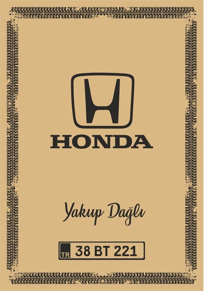 Paspas Kağıdı Honda Logo Ve Kişiye Özel Baskı 100 Ad. 35x50 Cm
