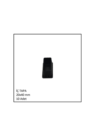 Plastik İç Tapa, Profil Tapası, Dikdörtgen, Siyah, 20x40 Mm 10 Adet Siyah