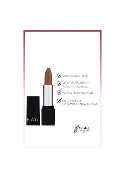 Note Cosmetique Mattever Lipstick Yarı Mat Saten Bitişli Ruj 02 Spring Dress - Kahverengi