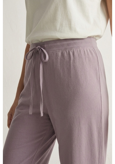 Elemge %100 Pamuk Süprem Kadın Pijama Altı Bol Kalıp Compact Penye Lila Geniş Paça Ipli Terletmez Alt