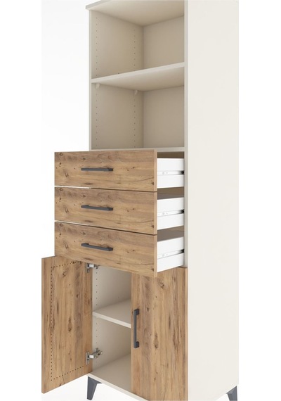 Hyperion Dolap 3 Raflı 3 Çekmeceli 2 Kapaklı 60x44x195 Aytaşı-çam Aytası