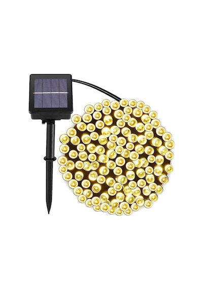 Technojet Solar 100 Ledli 12 Metre Bahçe Aydınlatma Dekorasyon Güneş Enerjili Led Sarı Işık Diğer