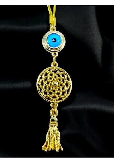 Nazar Boncuklu Lotus Çiçeği Araba Dikiz Ayna Süsü/ Püsküllü Yeni