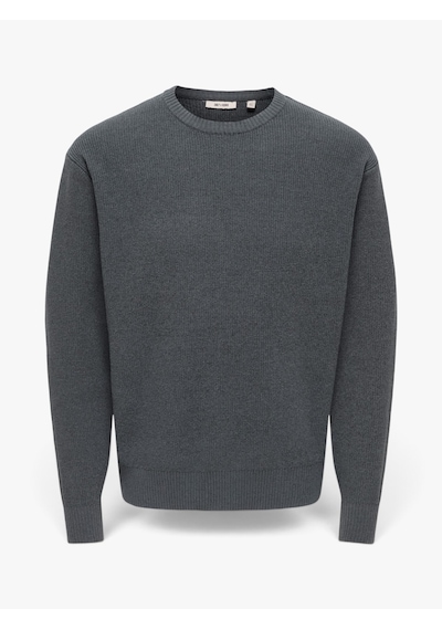 Only & Sons Onsrodger Rlx Crew Neck Knıt Erkek Gri Kazak - 22039789