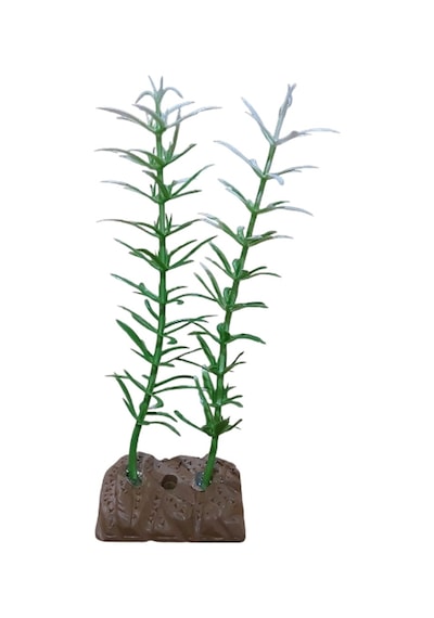 Akvaryum Yapay Bitki Süsü Kedi Tırnağı Yeşil Beyaz 14 Cm