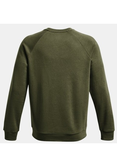 Under Armour Erkek UA Rival Fleece Bisiklet Yaka 1379755-390 Yeşil - Beyaz