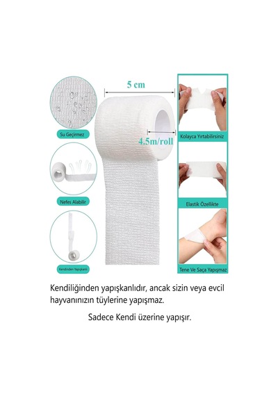 12 Adet Elastik Kendinden Yapışkanlı Koban Bandaj 5 Cm