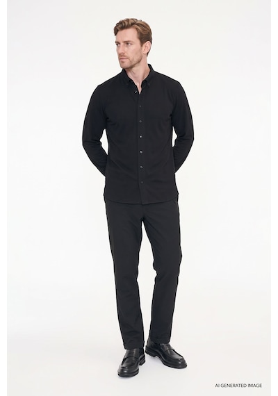 Ac&Co / Altınyıldız Classics Slim Fit Dar Kesim Beli Bağlamalı Yan Cepli Erkek Pantolon - Siyah
