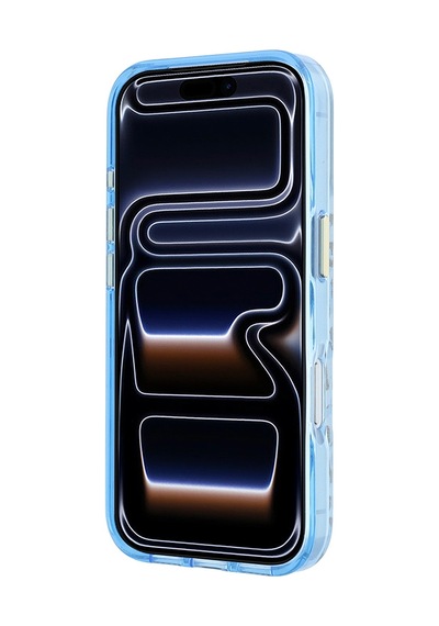 Apple iPhone Uyumlu 18 Pro Max Kılıf Guess  Lisanslı M-safeli Üçgen Logolu Simli Leopar Desenli Kapak Mavi
