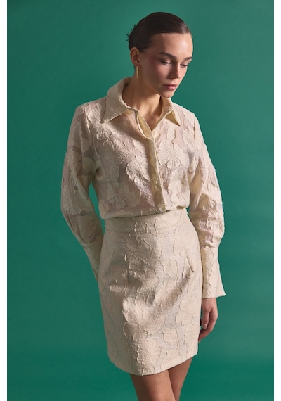 Sateen Belica Gömlek - Bej-137147 bej
