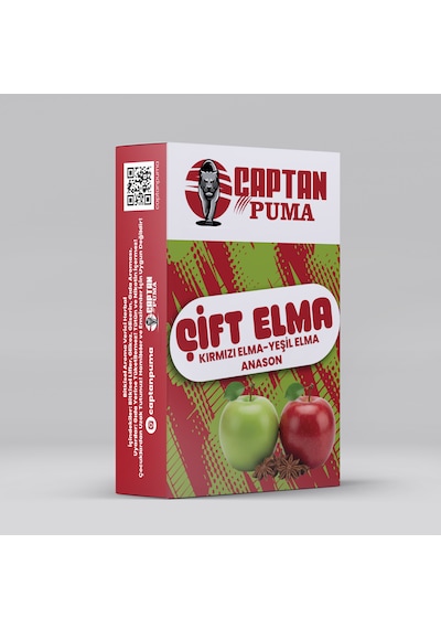 Captan Puma Çift Elma - Kırmızı Elma, Yeşil Elma, Anason Aromalı Mela 50gr.