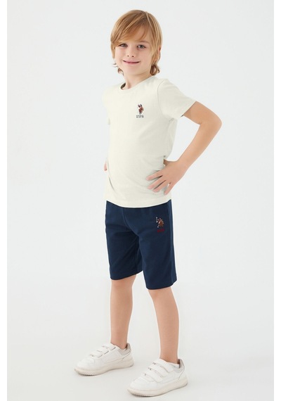 U.S. Polo Assn. U.s. Polo Assn Light Blue Krem Erkek Çocuk Bermuda Takım 5274-43530 Krem