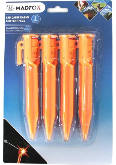 Madfox Led Işıklı Çadır Kazığı 15cm 4pcs Turuncu