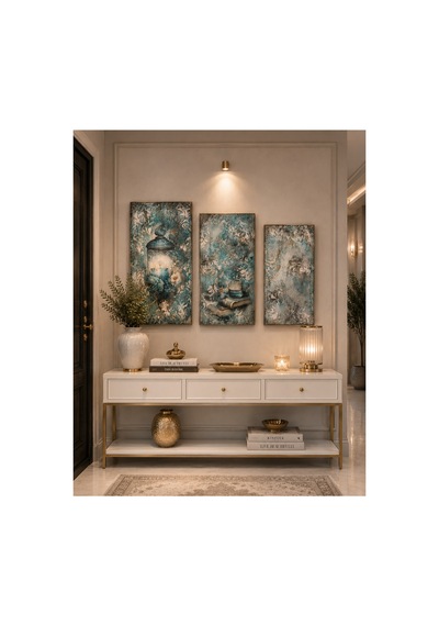 Duvar Dekorasyon Ürünleri Dokulu Tablo 3lü Set Ahşap Pano Mavi - 627669826 Mavi