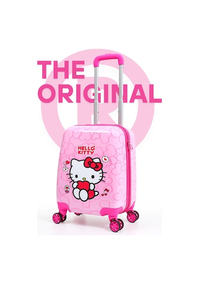 Gedox Kids Hello Kitty Lisanslı Çocuk Valizi Pembe Darbeye Dayanıklı 33l 360 Tekerlekli Hello Pembe Kalp