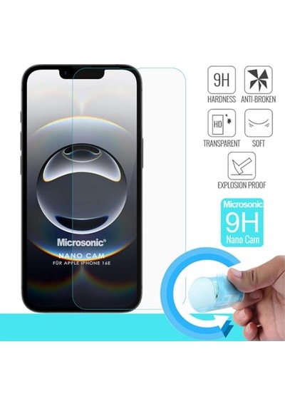 Apple iPhone 16e Nano Glass Cam Ekran Koruyucu iPhone 16e İle Uyumlu Ekran Koruyucu - Şeffaf
