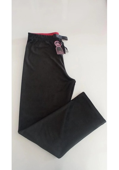 Kadın Kadife Boru Paça Rahat Kesim Pijama Alt Siyah