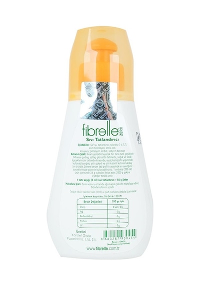 Fibrelle Zero Sıvı Tatlandırıcı 200 ML Sukraloz Bazlı