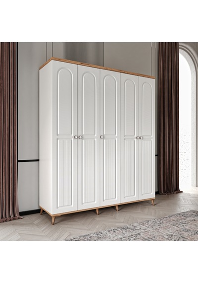 Bohem 5 Kapaklı Komple Mdf Gardırop - Elbise Dolabı