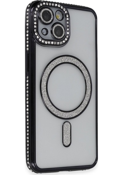 Apple iPhone Uyumlu  Uyumlu 13 Kılıf Joke Simli Magneticsafe Kılıf - Siyah