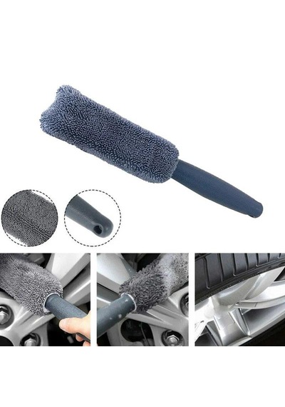 Mikrofiber Jant & Lastik Temizleme Fırçası Çizmez Yumuşak Dokulu Detaylı Oto Yıkama Aparatı Gri
