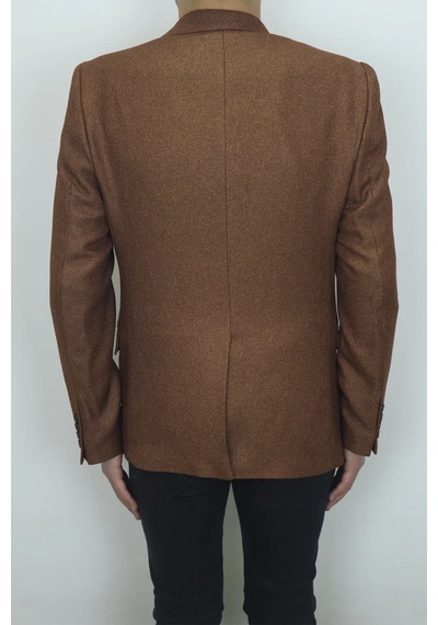 Dmctekstil Duayen Erkek İtalyan Kesim Dar Kalıp Tek Düğme Yazlık Blazer Ceket Taba
