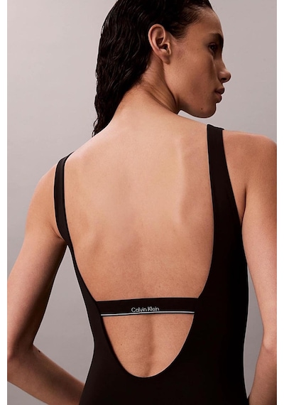 Calvin Klein Kadın Askılı Ck Yazı Desenler Slip Sırt Dekolte Esnek Kumaş Siyah Mayo-15861