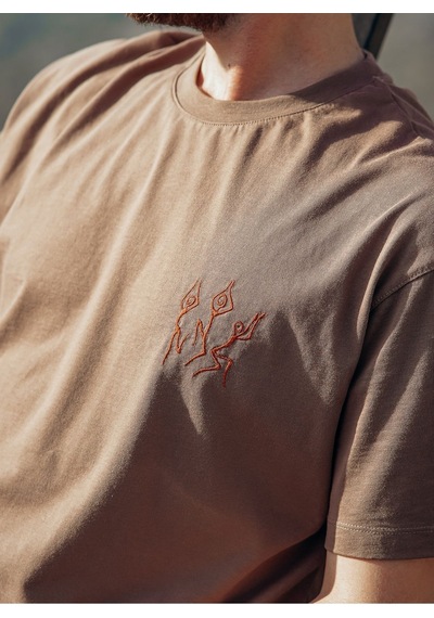 Oversize Bisiklet Yaka Unisex Toprak Renk T-shirt - Dansçı TOPRAK
