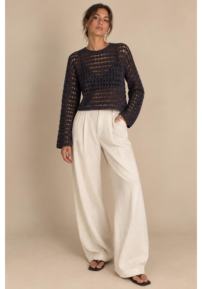Alexandergardi Ajurlu Crop Bluz Koyu Mor