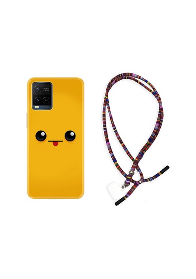 Vivo V21E Kılıf Rasta Boyun Askılı Yellow Sweet 1817