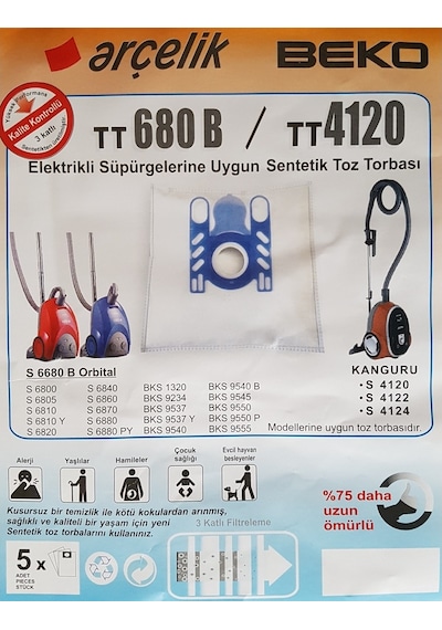 Arçelik Beko Tt680B Süpürge Toz Torbası 10 Adet Uyumlu